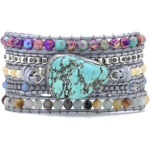 Natural Stone Wrap Bracelets Turquoises Crystal Beads Bracelet Jewelry